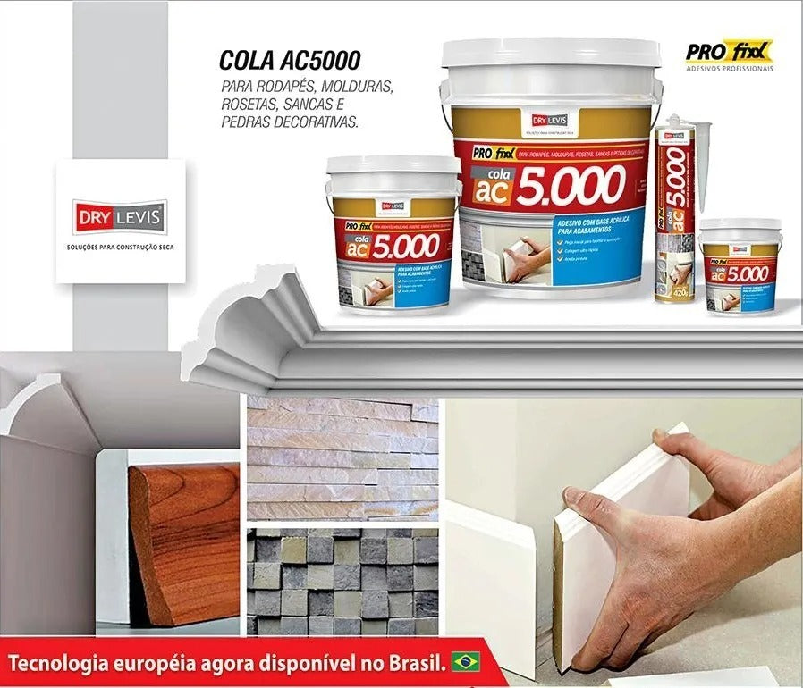 Cola Ac5000 Sanca Rodapé Moldura Com Bico Aplicador 420g Branco