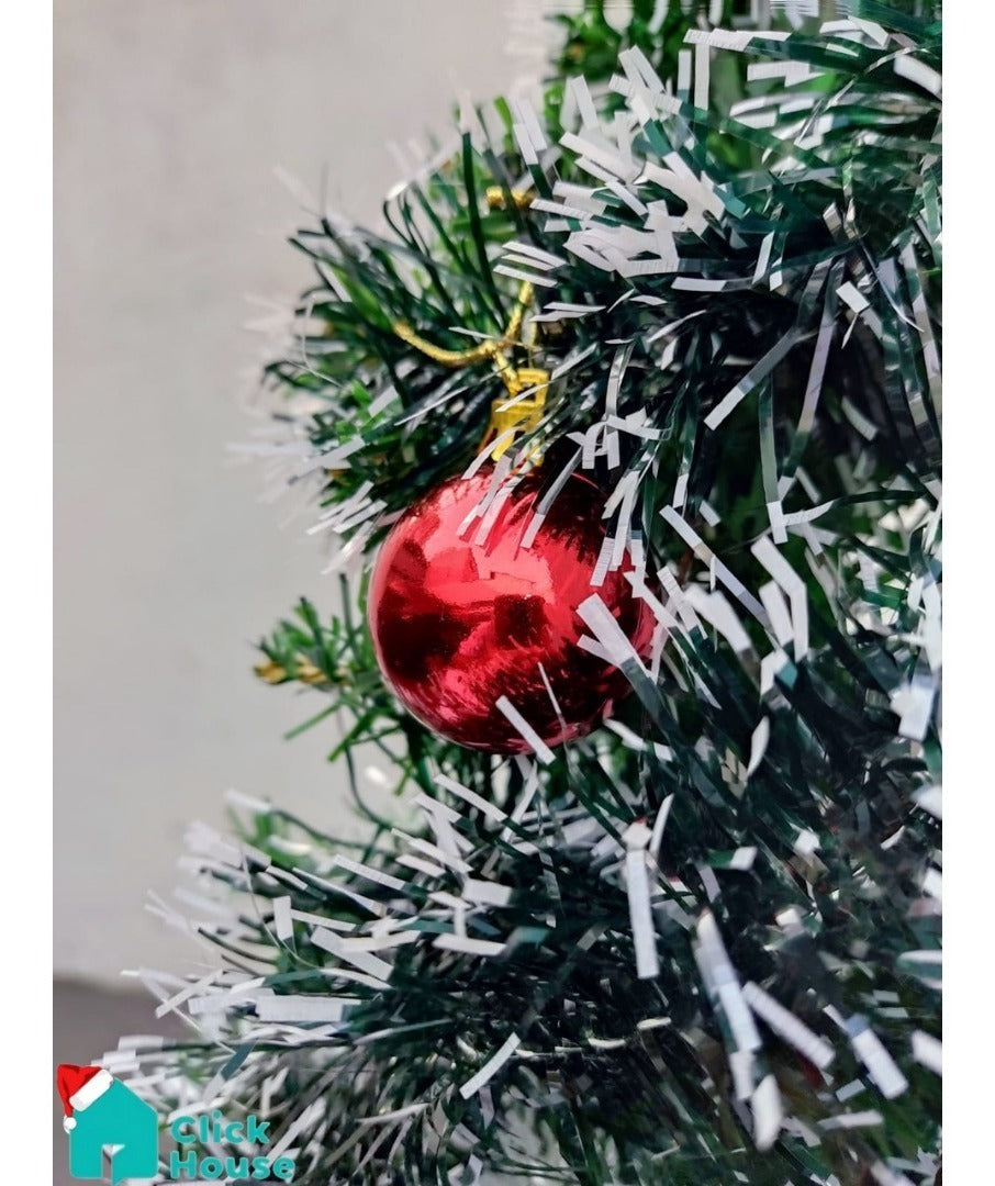 Arvore Decorada Natal Pequena 60cm E 4 Bolas + Brinde Festão