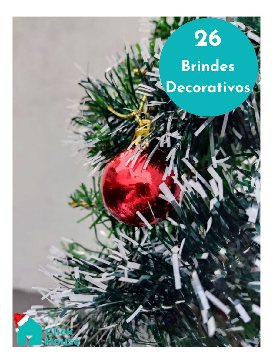 Arvore De Natal Nevada 120 Cm + 26 Brindes Decorativos