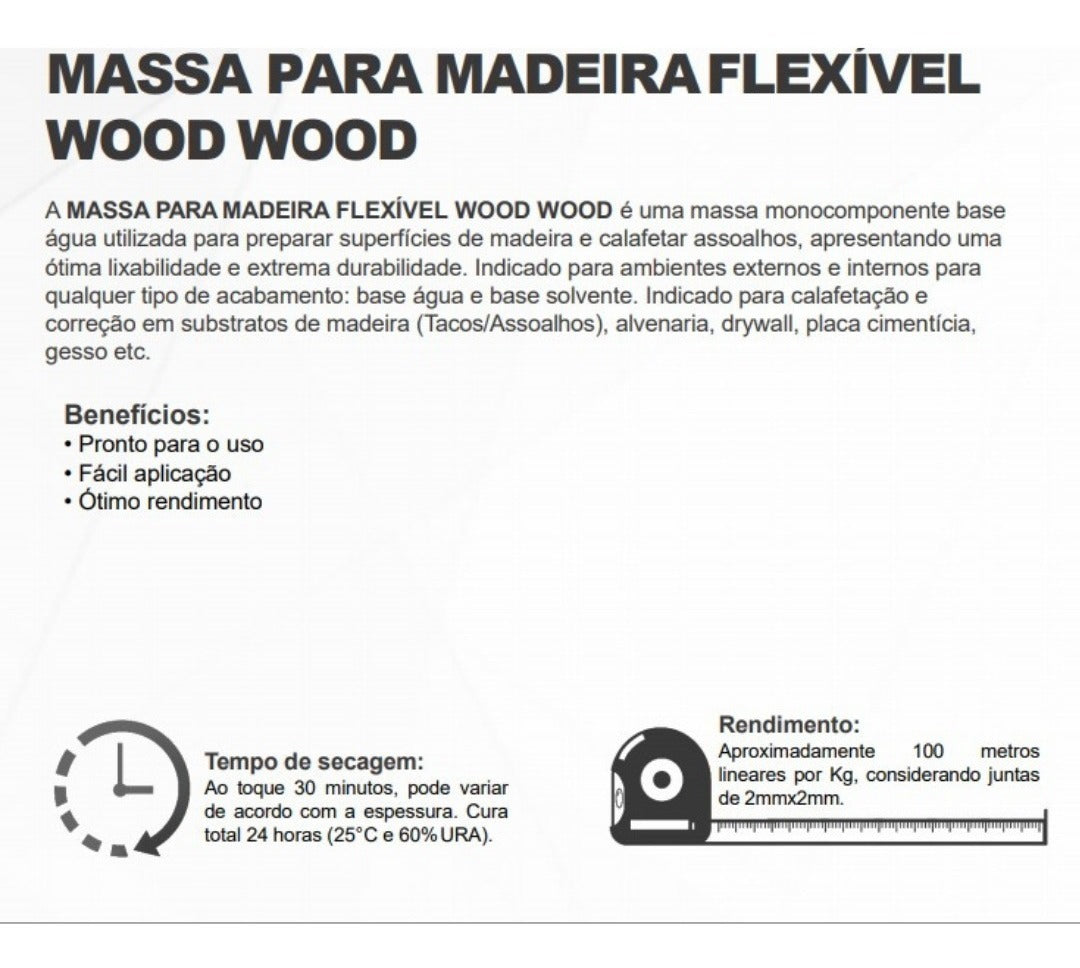 Massa Para Madeira Reparo Fácil Wood Wood 90gr