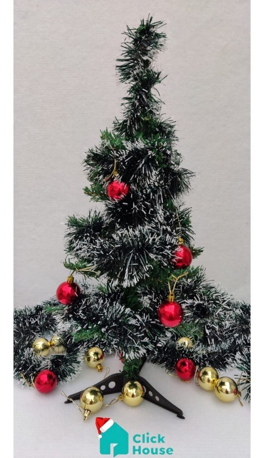 Arvore Decorada Natal Pequena 60cm E 4 Bolas + Brinde Festão