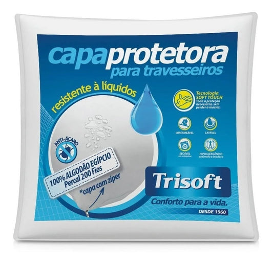 Capa Protetor Travesseiro Impermeável Zíper 200 Fios Trisoft