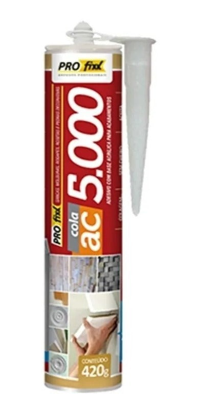 Cola Ac5000 Sanca Rodapé Moldura Com Bico Aplicador 420g Branco